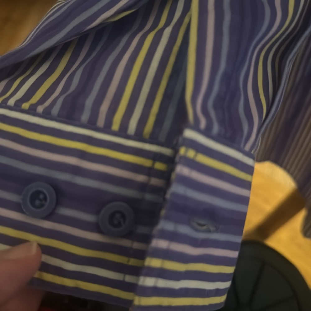 Roamans Striped Button Down 3X - Picture 4 of 7